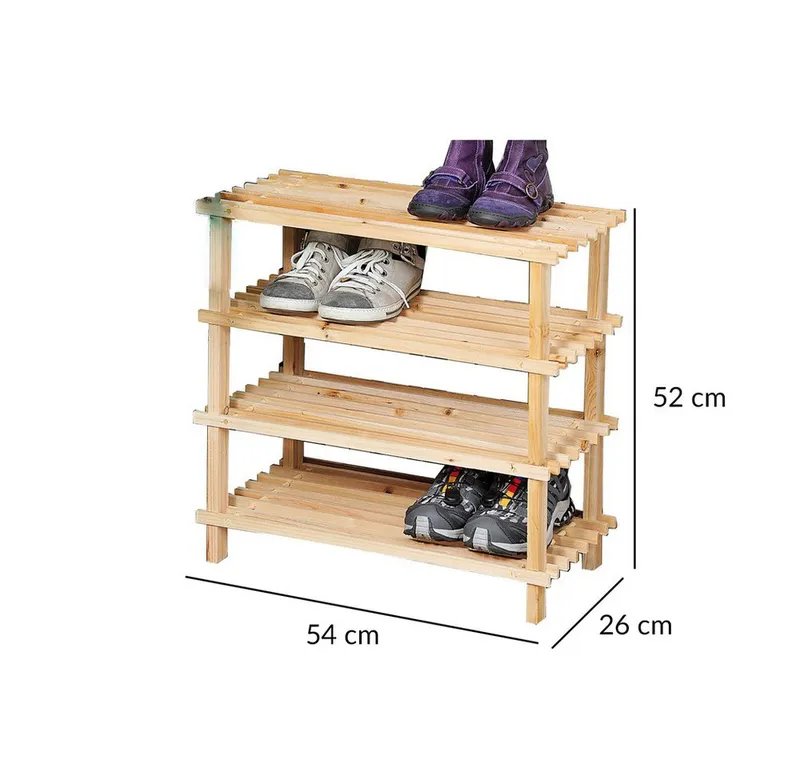 Kesper Kesper Schuhregal Schuhregal, Schuhschrank, Holzregal, Tannenholz hell FSC, 4 stöckig – Produktbild 4 von 5