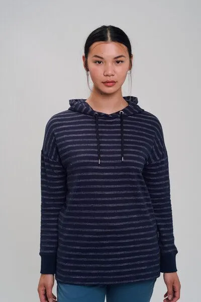 recolution recolution Longfitted Hoodie #STRIPES dunkelblau – Produktbild 2 von 4