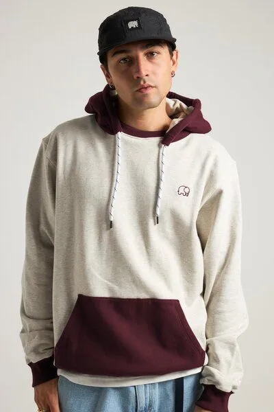 Trendsplant Trendsplant The Hooded Oversized Sweatshirt Warm Heather Grey/Wine Red, Grau, – Produktbild 3 von 4