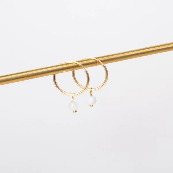 fejn jewelry fejn jewelry Creole 'gemstone hoop', Gold, – Produktbild 2 von 7
