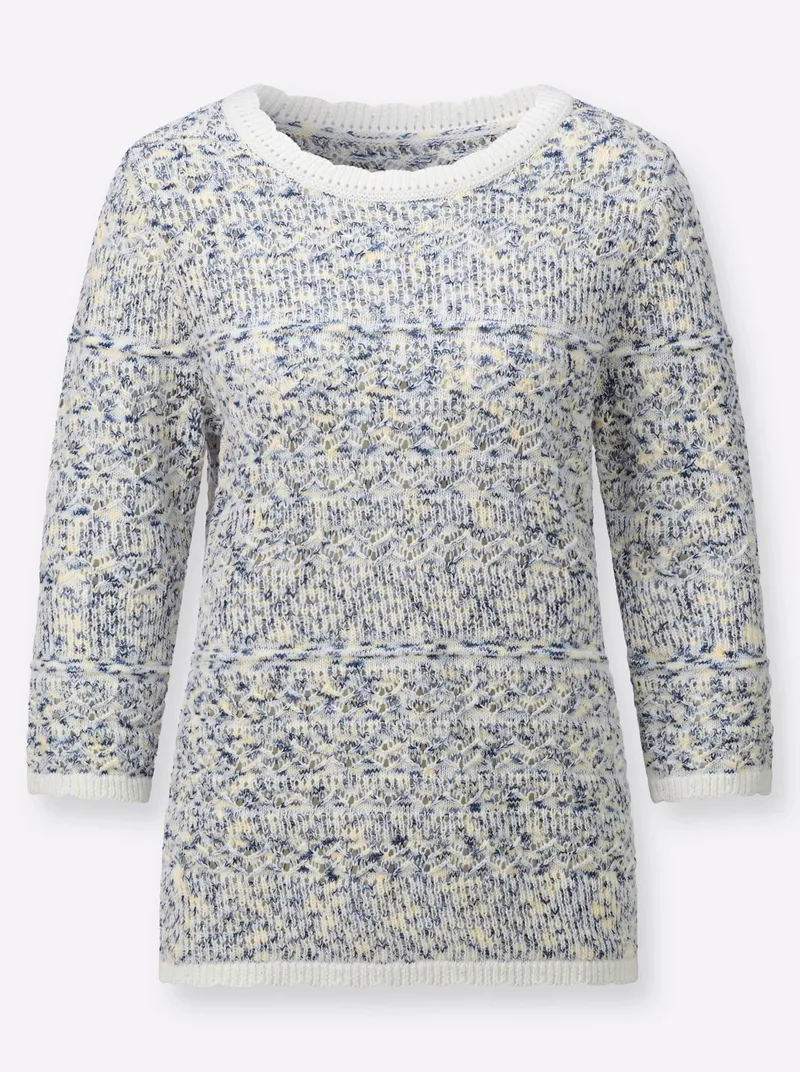 Witt Ajour-Pullover, Ecru-rauchblau-gemustert, – Produktbild 2 von 2