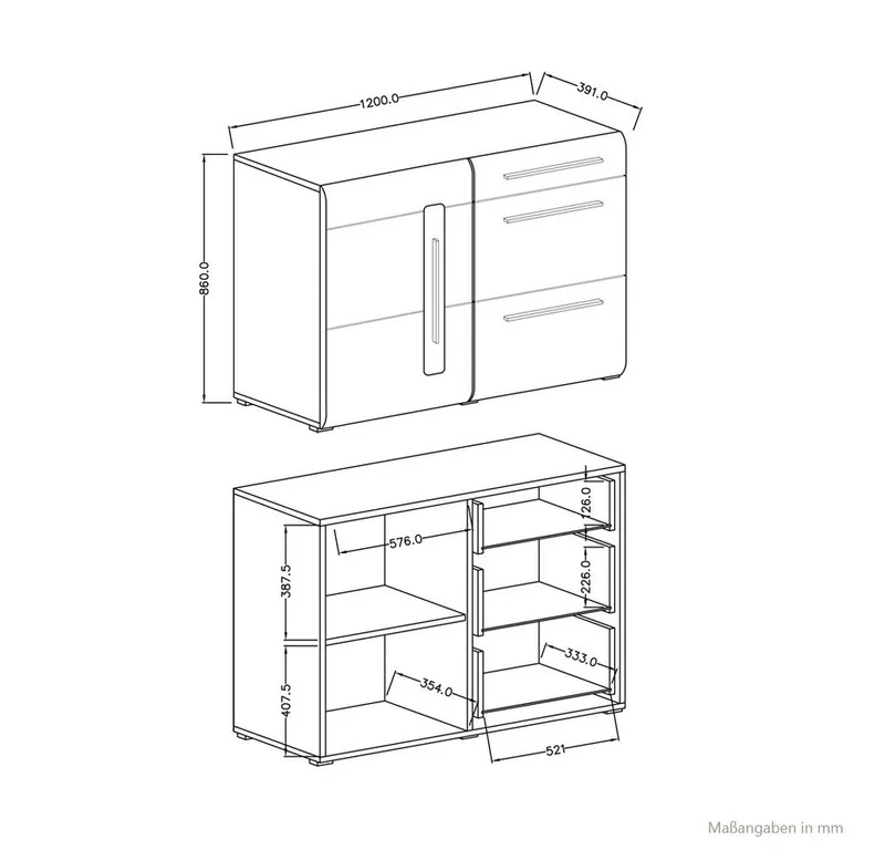 Lomadox Kommode TURDA-83, Eiche Grandson Nb. modern mit Metallgriffen, B/H/T: ca. 120/86/39 cm, Braun, – Produktbild 2 von 2