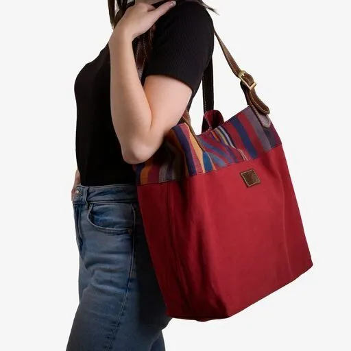 Dragolina Dragolina Shopper Miss Eve mit Webstoff der Pwo Karen, Terracotta (rot), – Produktbild 4 von 4