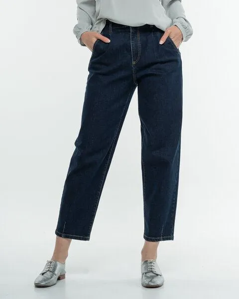 Alma & Lovis Alma & Lovis High Waist Jeans aus Bio-Baumwolle | Mum Jeans, Dunkelblau, – Produktbild 1 von 4