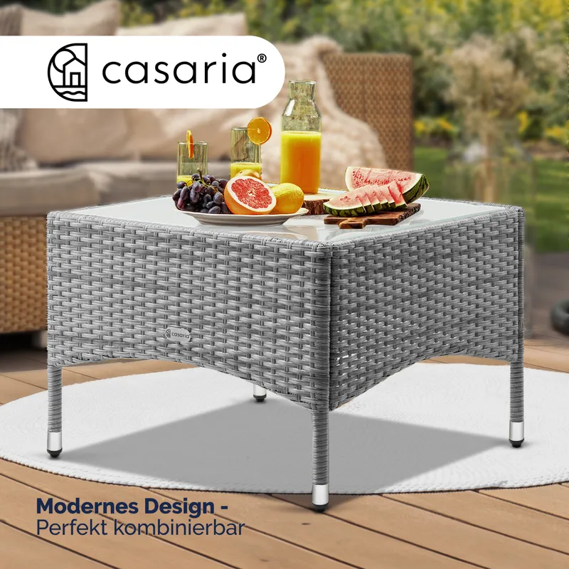 Casaria® Polyrattan Beistelltisch Grau 58x58x42cm – Produktbild 2 von 2
