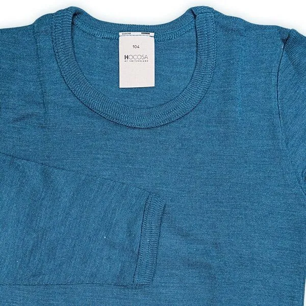 Hocosa Hocosa Kinder Langarm Shirt Wolle Seide, Meerblau, – Produktbild 3 von 3
