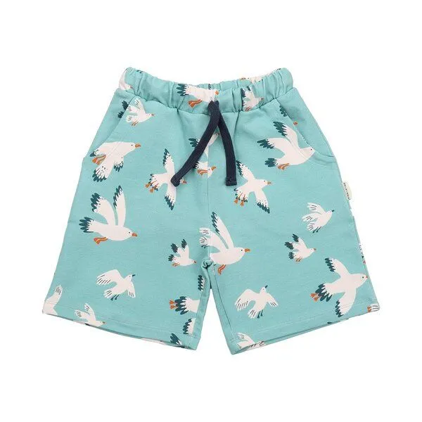 Walkiddy Walkiddy Kinder Shorts GOTS-zertifiziert aus Bio-Baumwolle mint mit Möwen-Motiv, Blau, – Produktbild 1 von 3