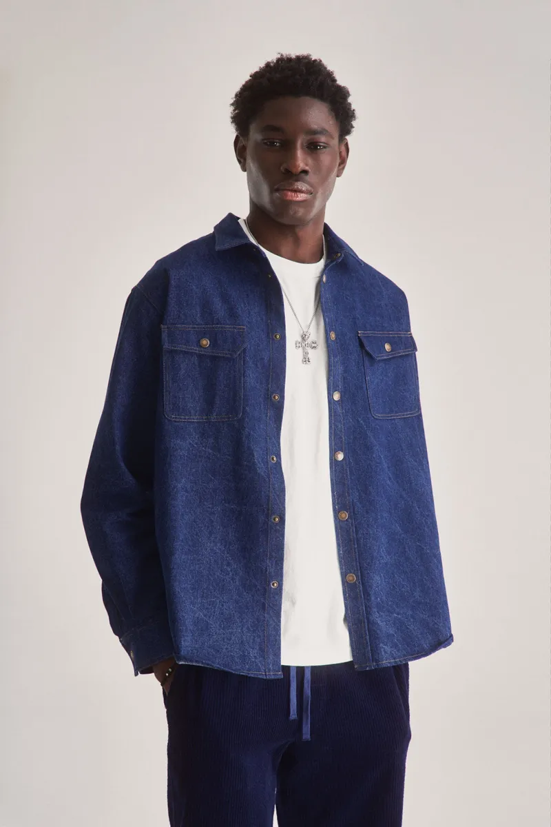 KOMODO KOMODO Herren vegan Hemd Karda Dark Denim, Dunkelblau, – Produktbild 1 von 2