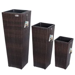Casaria® Polyrattan Blumentopf 3er-Set Braun – Produktbild 1 von 1