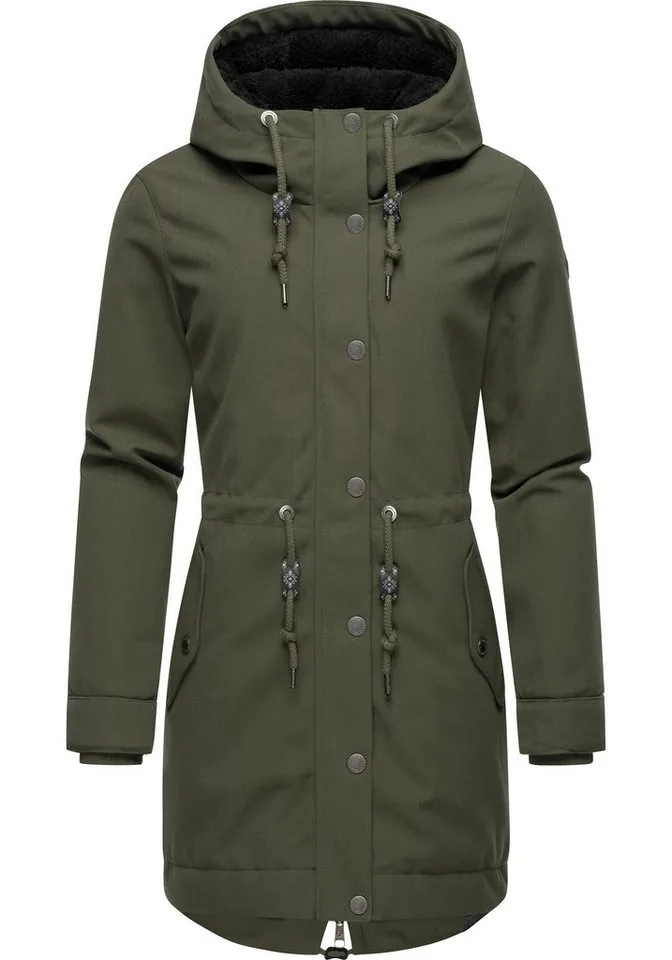 ragwear ragwear Kurzmantel Canny Canvas Wasserdichter Damen Wintermantel mit Kapuze, Grün, – Produktbild 1 von 4