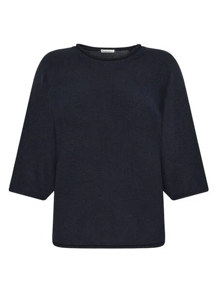 KnowledgeCotton Apparel KnowledgeCotton Apparel Leichter Pullover mit Fledermausärmeln aus Bio-Baumwolle, Blau-night-sky, – Produktbild 1 von 3