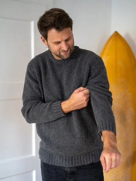 FUXBAU FUXBAU Männer Merino Strickpullover, Anthrazit, – Produktbild 2 von 4