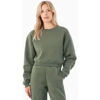 ORGANICATION ORGANICATION SILLIVIA | Essentials Crop-Sweatshirt aus Bio-Baumwolle und recyceltem Polyester, Olive, – Produktbild 1 von 1