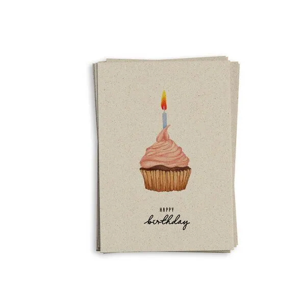matabooks® matabooks® A6 Grußkarte/Klappkarte aus nachhaltigem Graspapier, Cupcake, – Produktbild 1 von 4