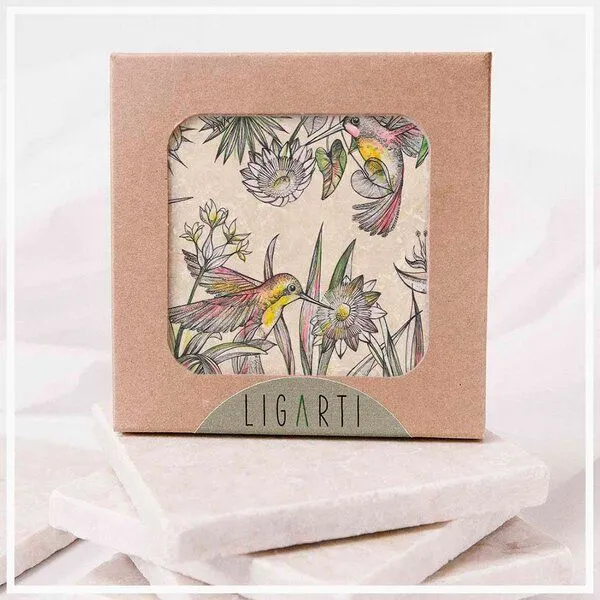 LIGARTI Fliesenuntersetzer »Kolibris« von LIGARTI | Design Untersetzer | Natursteinfliese – Produktbild 1 von 2