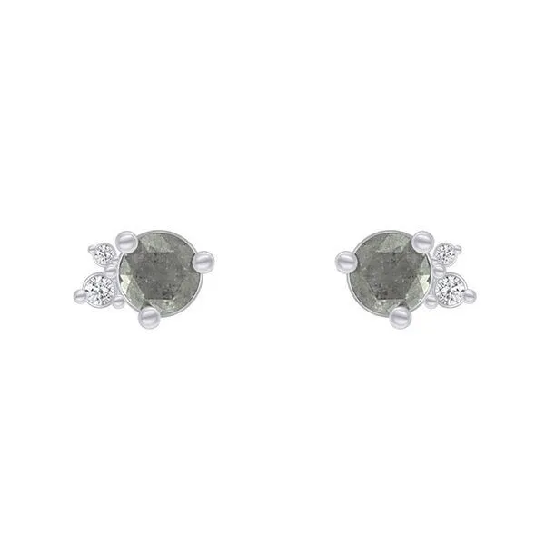 Eppi Eppi Goldene Cluster-Ohrringe mit Salt and Pepper Diamant Meave, Weiss, – Produktbild 1 von 4