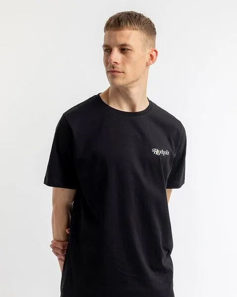 Rotholz T-Shirt mit Rotholz Logo Print aus Bio-Baumwolle, Schwarz, – Produktbild 1 von 4
