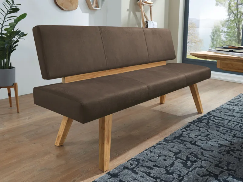allnatura allnatura Sitzbank "Sentara" | 140 cm | Wildeiche | Baumwolle/Leinen, Braun, – Produktbild 2 von 2