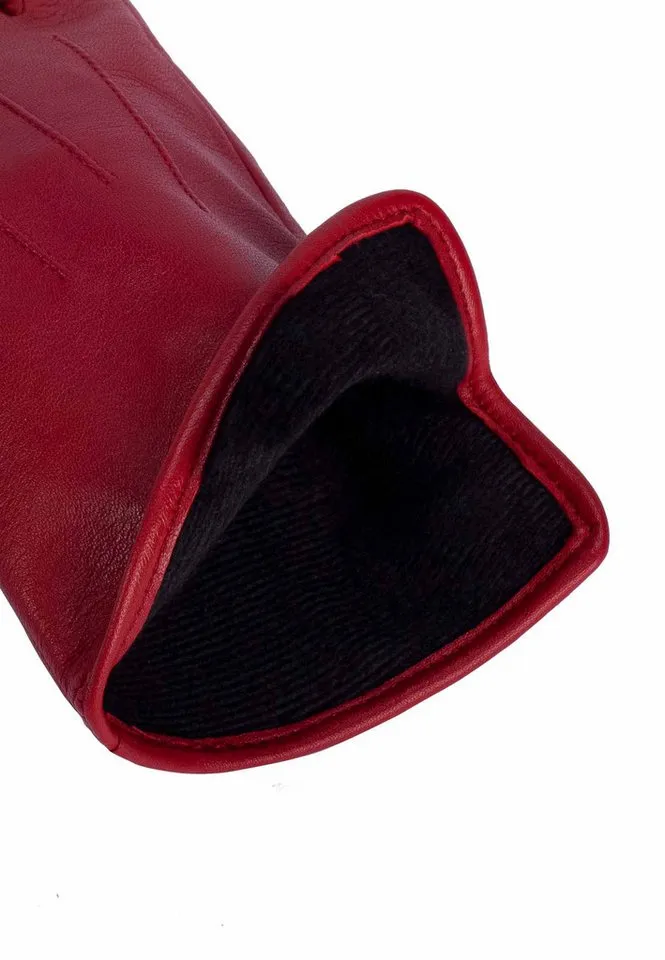 KESSLER Lederhandschuhe Style Carla (Paar, 1-St., Handschuhe) Leather Working Group zertifiziertes Leder, REPREVE® Fleecefutter, Rot, – Produktbild 3 von 5