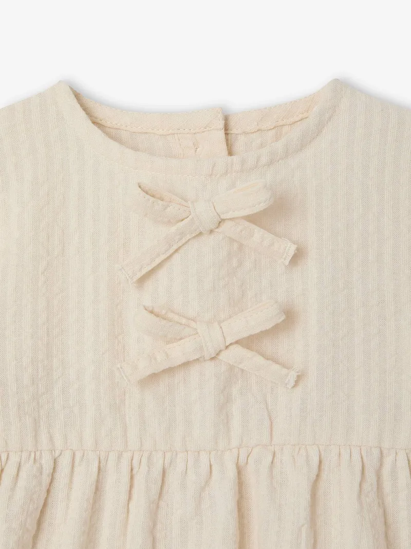 Vertbaudet Bluse Mädchen Baby mit Schleifen, Wollweiß, – Produktbild 3 von 3