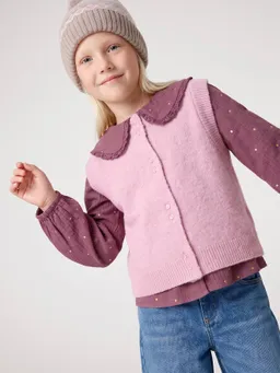 Vertbaudet Strickweste Mädchen 42% Recycling-Polyester GRS-zertifiziert lila – Produktbild 1 von 1