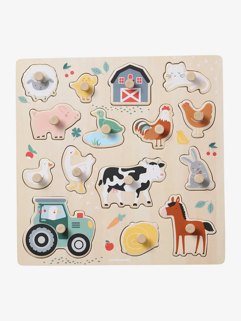 Vertbaudet Steckpuzzle LOVELY FARM, Beige, – Produktbild 1 von 4