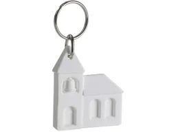 Schlüsselanhänger "Kirche" inkl. 1-farbigem Aufdruck, weiß Vollton – Produktbild 1 von 1