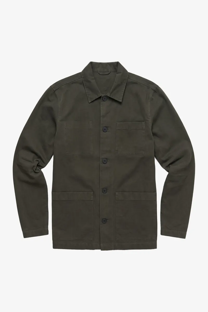 KnowledgeCotton Apparel KnowledgeCotton Apparel Herren vegan Overshirt Aus Twill Forest Night Nachtgrün, Grün, – Produktbild 1 von 1