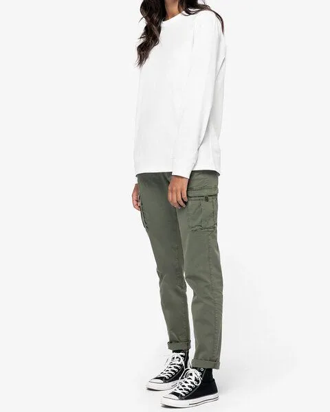 YTWOO YTWOO Nachhaltige Cargohose für Damen aus Bio-Baumwolle und Elasthan für Komfort und Stil, Khaki, – Produktbild 2 von 4