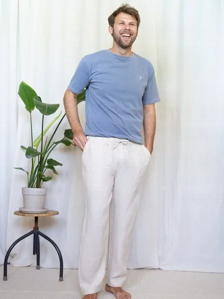 FUXBAU FUXBAU Männer Leinenhose, Cremeweiß, – Produktbild 1 von 4