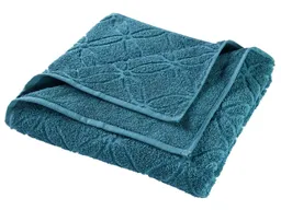 HANS NATUR Handtuch Bio-Baumwolle Frottee Blume petrol Maße 70 x 140 cm – Produktbild 1 von 1