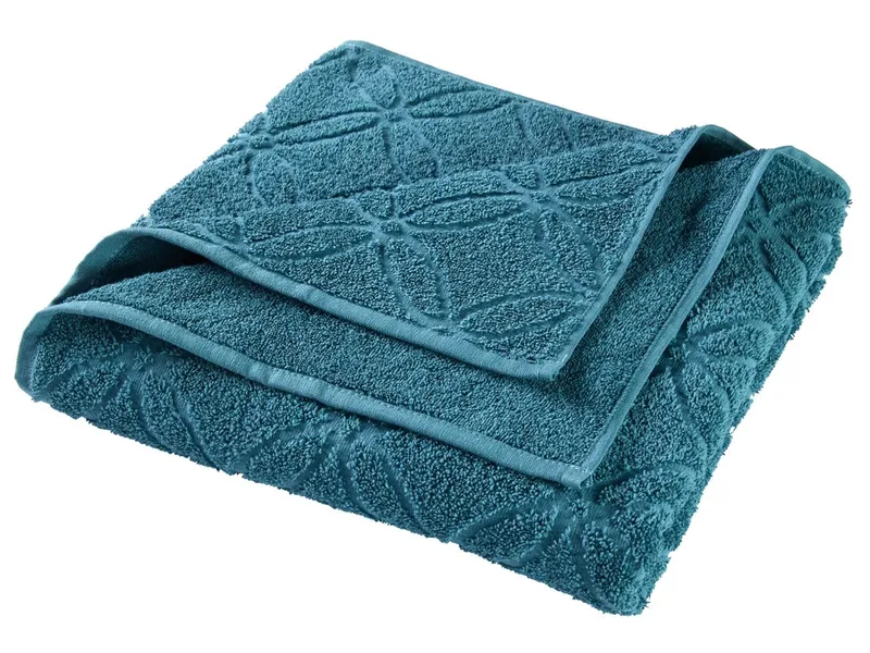 HANS NATUR HANS NATUR Handtuch Bio-Baumwolle Frottee Blume 70 x 140 cm, Türkis, – Produktbild 1 von 2
