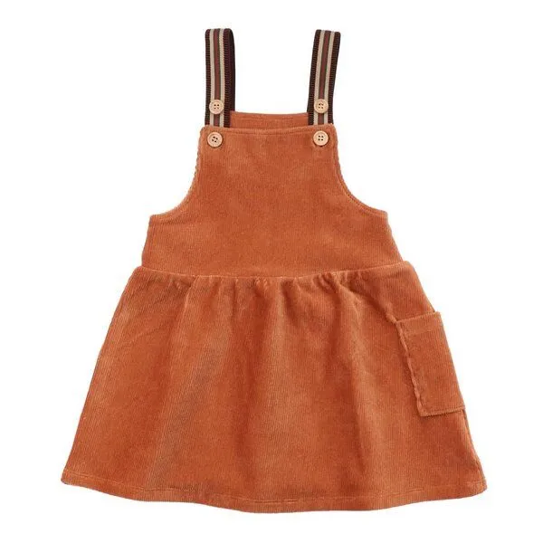 Walkiddy Kinder Trägerkleid GOTS zertifiziert – Cord in Braun, 95% Bio-Baumwolle, 5% Elasthan, bequem & kombinierbar | Walkiddy – Produktbild 1 von 2
