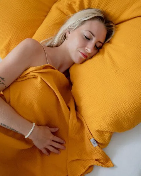 Hutch&Putch Hutch&Putch Musselin Sommerdecke für warme Nächte - Abmaße 135x220 cm - aus 100% Bio-Baumwolle - Handmade in Germany, Sunflower, – Produktbild 4 von 4