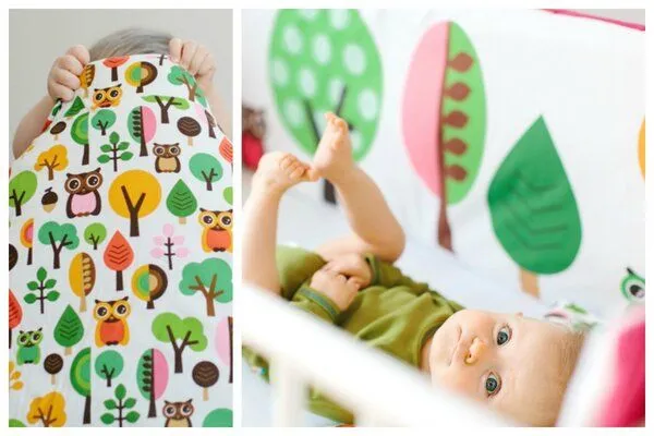 Millemarille Millemarille kleines Bettnest für skandinavische Babybetten IKEA 60x60x60cm, Modern owls pink (eule), – Produktbild 3 von 4