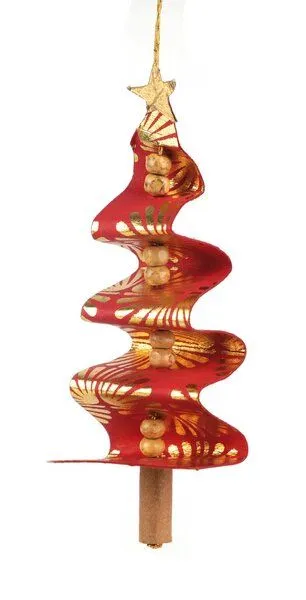 El Puente El Puente Deko-Anhänger "Bäumchen", 3er-Set | Fair Trade & Handmade aus Bangladesch, Grün,gold,blau, – Produktbild 2 von 2