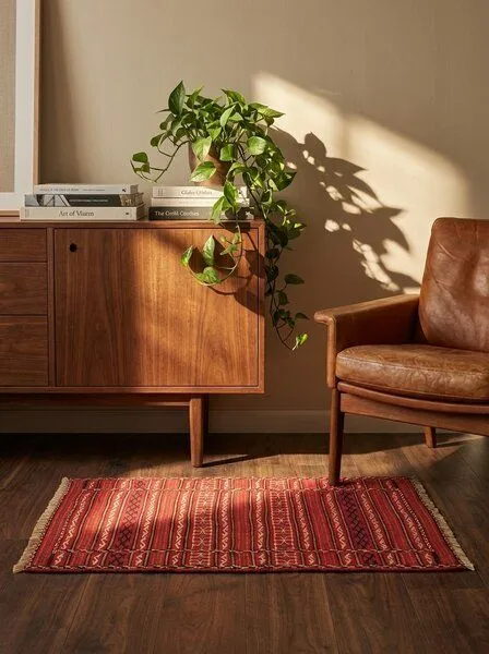 Rugtales Kelim Kordi „Rugtales“ aus Schurwolle, Rot, – Produktbild 3 von 4