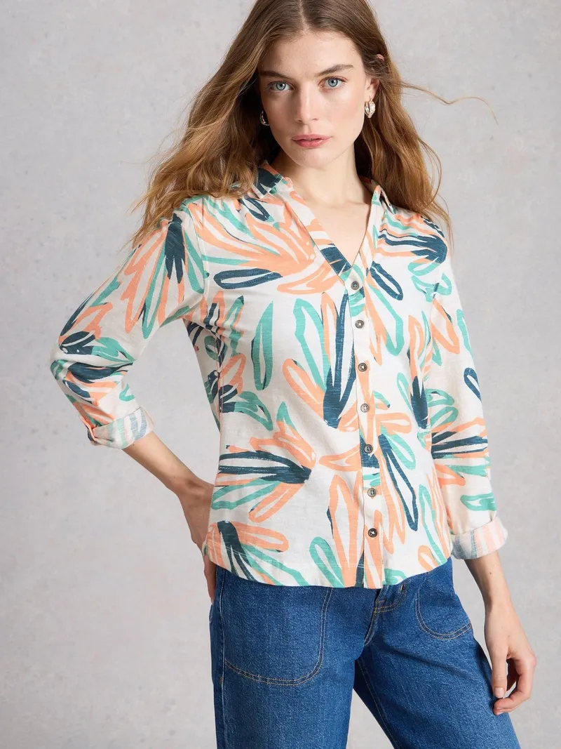 White Stuff Jerseybluse Annie - 52, Elfenbein print, – Produktbild 3 von 4