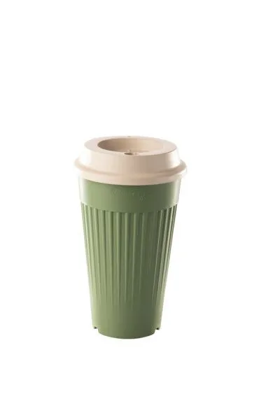 reMAIN reMAIN MAINcup - 4 St. nachhaltige Mehrweg-Trinkbecher 400 ml aus recyceltem Kunststoff – Bruchfest, Spülmaschinenfest & Stapelbar – Perfekt für Cocktails, Kinder, Gastro & Outdoor, Olivgrün, – Produktbild 1 von 4