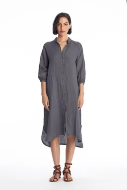 RAVENS VIEW IBIZA RAVENS VIEW IBIZA Damen vegan Hemdkleid Mei Leinen Steingrau – Produktbild 1 von 1