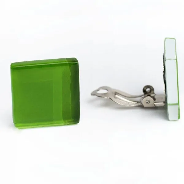 ALEXASCHA ALEXASCHA Auffällige Statement Ohrclips aus Glas | PUREFORM, Grasgrün, – Produktbild 2 von 4