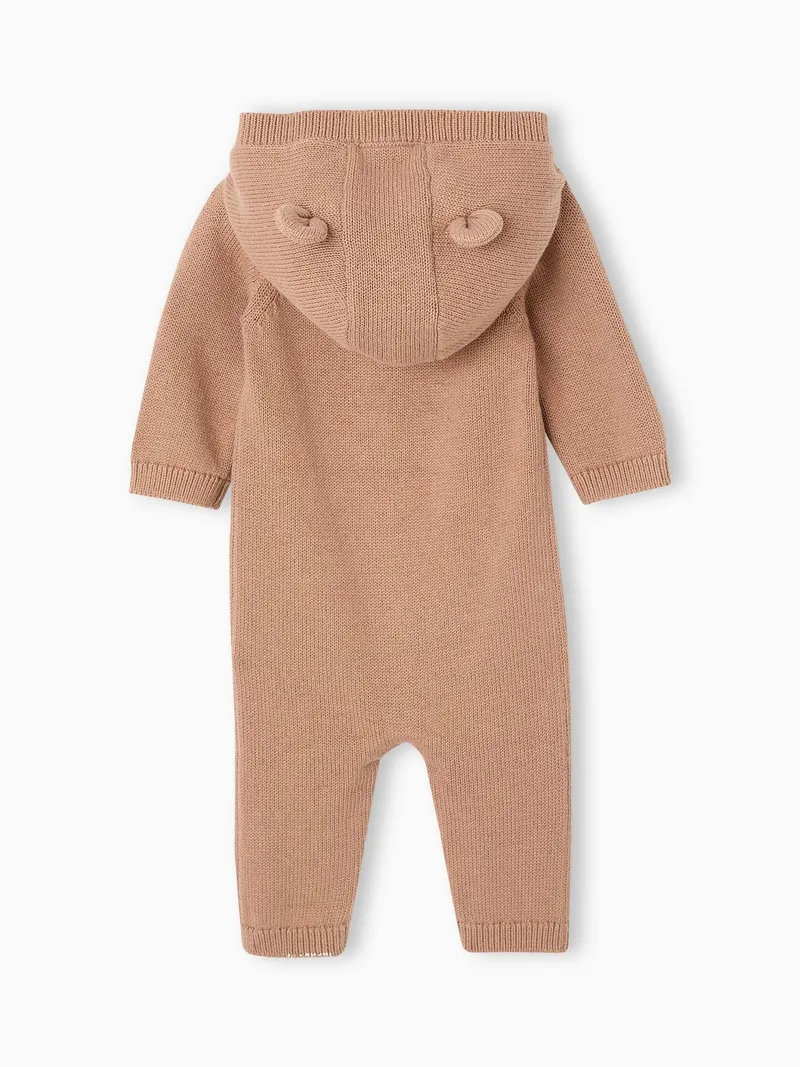 Vertbaudet Baby Strickoverall mit Kapuze und 3D-Ohren, Beige, – Produktbild 4 von 4