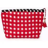 KIKOONI KIKOONI Geldbörsen | kleine Taschen | Passtasche "Mini Traveler", Happy checks red, – Produktbild 1 von 1