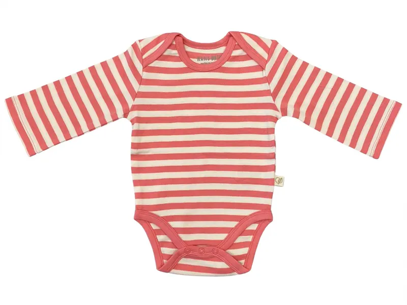 HANS NATUR Baby Langarmbody Bio-Baumwolle rosa-off white Gr.74/80, Mehrfarbig, – Produktbild 1 von 1