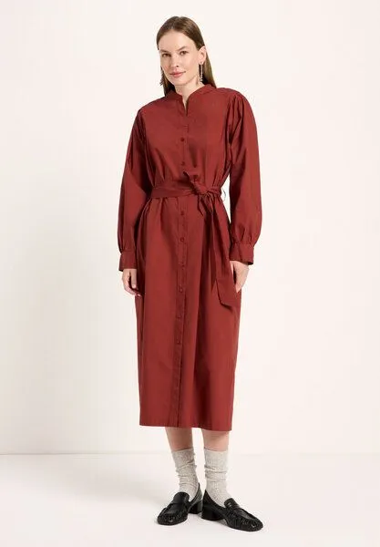 LANIUS LANIUS Langarm-Kleid mit Kräuseln, Red mahagony, – Produktbild 2 von 4