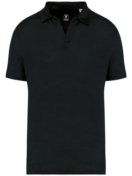 YTWOO YTWOO Herren Polohemd aus 100% Leinen, Schwarz, – Produktbild 1 von 3