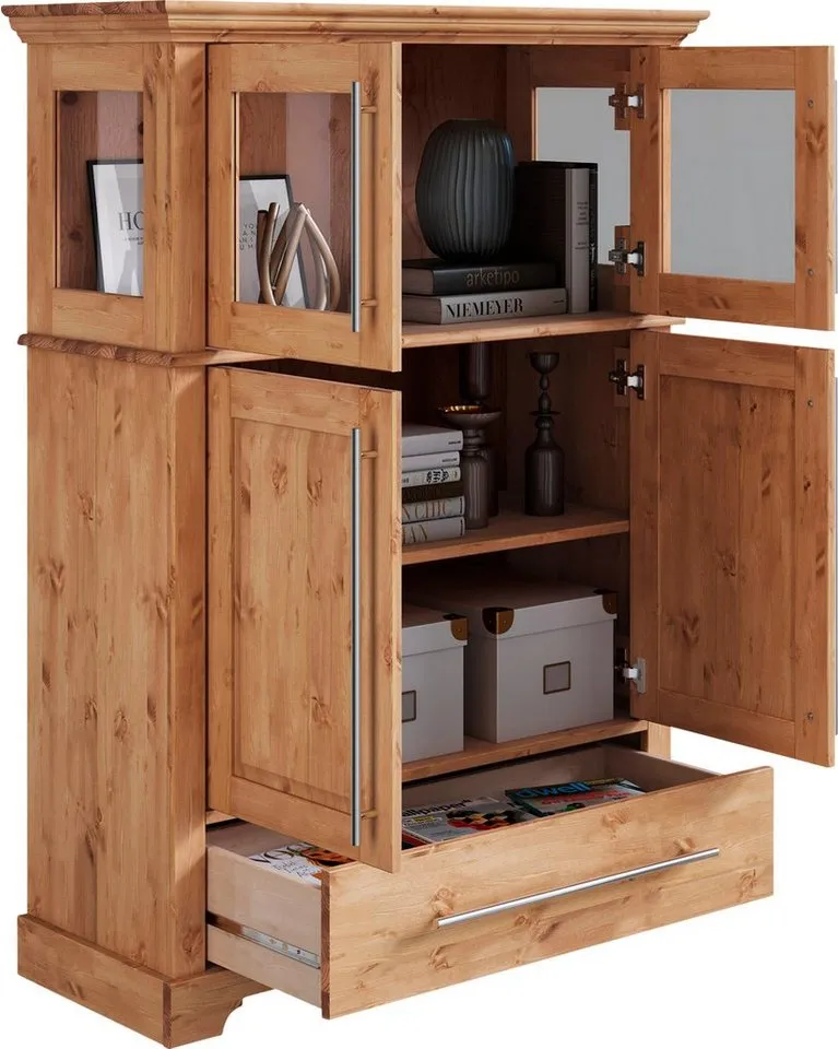 OTTO home Highboard Melissa Vitrine Breite/Höhe/Tiefe 94/39/133 cm, Beige, – Produktbild 5 von 5