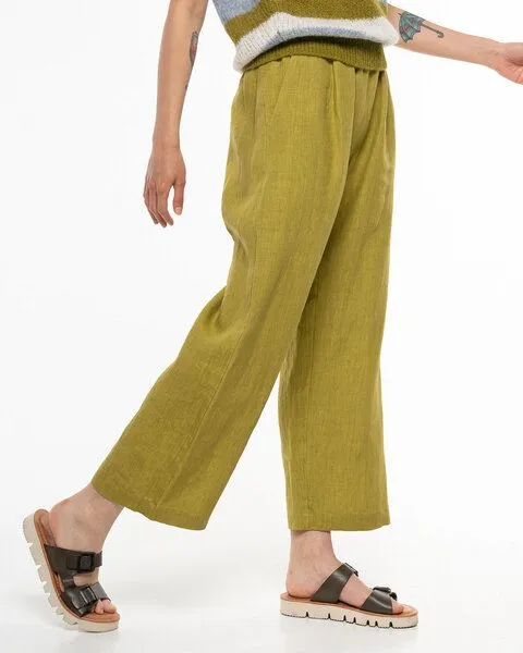 Alma & Lovis Alma & Lovis Lässige Leinen Hose im modern Italian-Look | Leinen Straight Pants, Golden olive (grün), – Produktbild 4 von 4