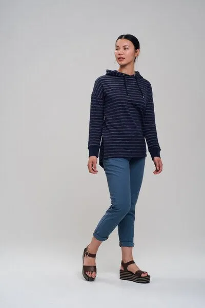 recolution recolution Longfitted Hoodie #STRIPES dunkelblau – Produktbild 1 von 4