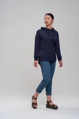 recolution recolution Longfitted Hoodie #STRIPES dunkelblau – Produktbild 1 von 1